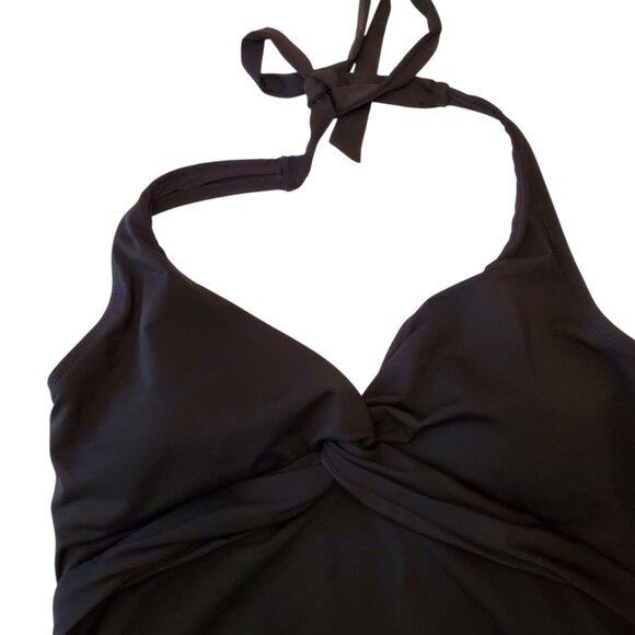 Garnet Hill Swim Halter PaddedTakini Black Size 10 - Picture 3 of 13